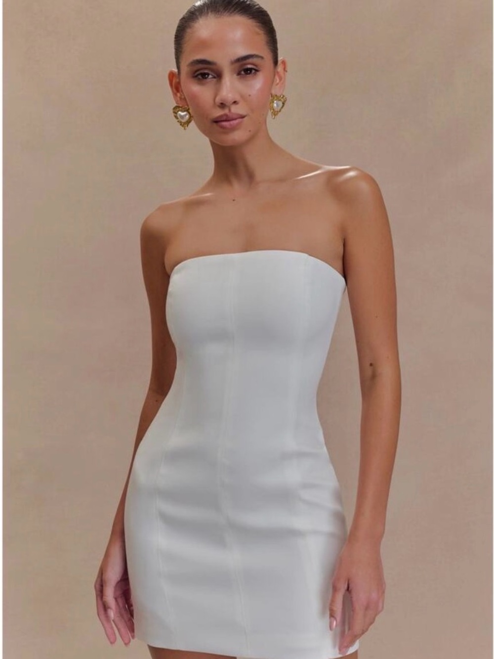 Meshki Strapless White Bodycon Mini Dress